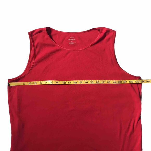 CJ Banks Plus SZ 2X Red Tank Knit Top Sleeveless Classic Basic Layer Holiday EUC - Picture 5 of 6